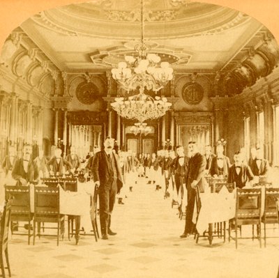 The Great Dining Hall, Windsor Hotel, sies å være den fineste i verden, Montreal, Canada, 1894. av B. W. Kilburn