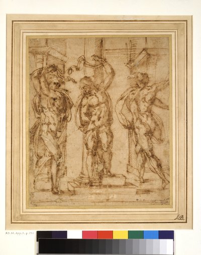 The Flagellation (penn og brunt blekk på papir) av Baccio Bandinelli