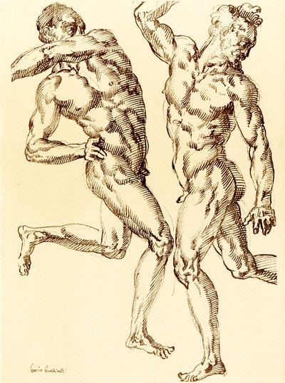 To mannlige nakenstudier av Baccio Bandinelli
