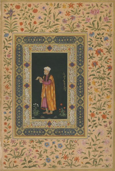 Portrett av Itimad Al-dawla, Mughal-dynastiet (ugjennomsiktig akvarell og gull på papir) av Balchand (attr. to)