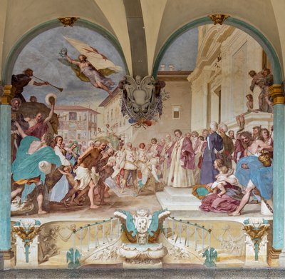 Cosimo II mottar vinnerne av Bonas bragd av Baldassare (1611-89) Franceschini