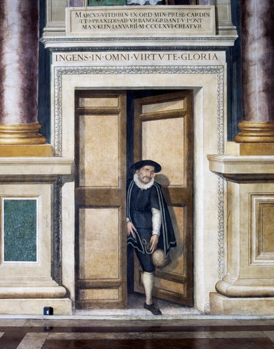 Falsk dør (1500-tallet), av Baldassare Croce (1558-1628), freskomaleri, sørveggen til Regal Room, rådhuset, Roma, Lazio, Italia av Baldassare Croce