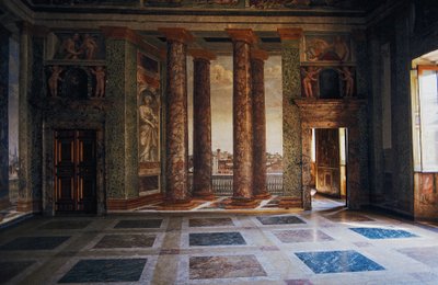 Fresco i Hall of Perspectives av Baldassarre Peruzzi