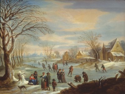 Vinterlandskap med skatere av Balthasar Beschey