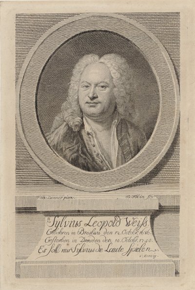 Portrett av Sylvius Leopold Weiss 1686-1750, 1750. av Balthasar Denner