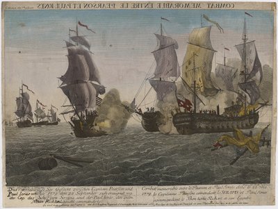 Combat Memorable between the Pearson and Paul Jones..., ca. 1780 (gravering) av Balthasar Friedrich Leizelt