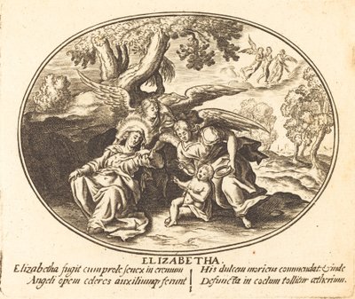 The Flight of Saint Elizabeth med spedbarnet Saint John av Balthasar Moncornet