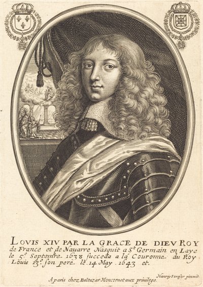 Ludvig XIV, konge av Frankrike av Balthasar Moncornet after Henry Stresor