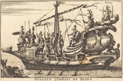 Atalanta ledet av Diana av Balthasar Moncornet after Remigio Cantagallina