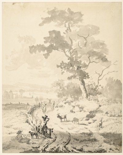 Landskap med stort tre av Balthasar Paul Ommeganck