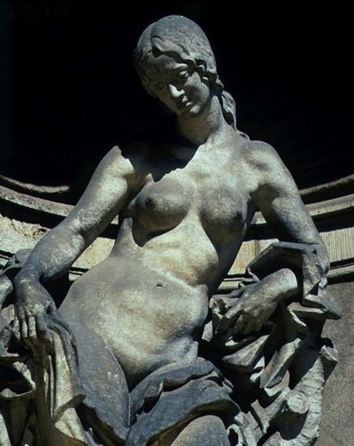 Detalj fra en skulptur av en nymfe av Balthasar Permoser