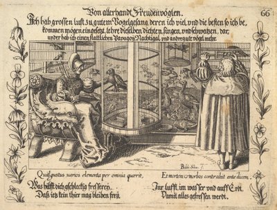 Fra alle slags glade fugler, illustrasjon fra Petrarch, Glück und Unglück Spiegel, figur..., 1652. av Balthasar Schwan