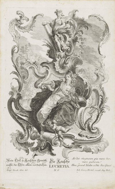 Den kyske Lucretia Die choice Lucretia (tittel på objekt) Allegoriske figurer (serietittel) av Balthasar Sigmund Setletzky