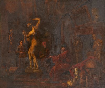 I kunstnerens studio (olje på lerret) av Balthasar van den (attr.to) Bossche