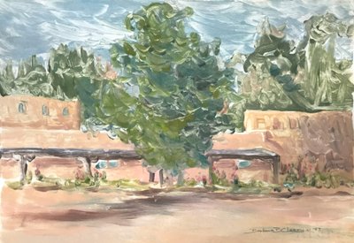 Adobe Serenity 2, ca. 1980–2000 (monotypi akryl, blandede medier på papir) av Barbara Cleary