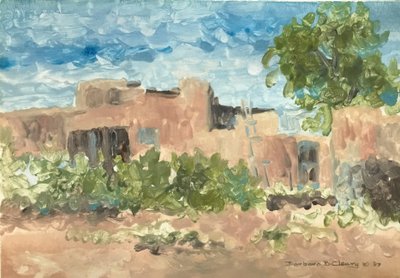 Adobe Serenity, ca. 1980–2000 (monotypi akryl, blandede medier på papir) av Barbara Cleary