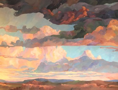 Før mørkets frembrudd, ca. 1980–2000 (olje på lerret) av Barbara Cleary