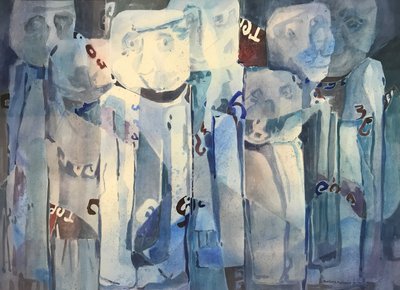 Ansikter, ca. 1980–90 (akvarell på papir) av Barbara Cleary