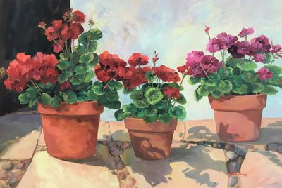 Geranium serie 1, ca. 1990–2005 (olje på lerret) av Barbara Cleary