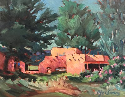 Las Palomas Spring in Taos, ca. 1980-95 (olje på lerret) av Barbara Cleary
