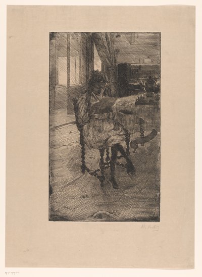 Ung kvinne leser av Barbara Elisabeth van Houten (signed by artist)