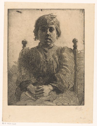 Portrett av en ukjent jente av Barbara Elisabeth van Houten (signed by artist)