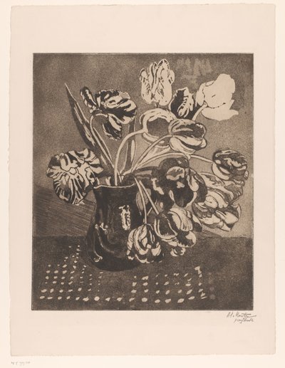 Tulipaner i en mugge av Barbara Elisabeth van Houten (signed by artist)