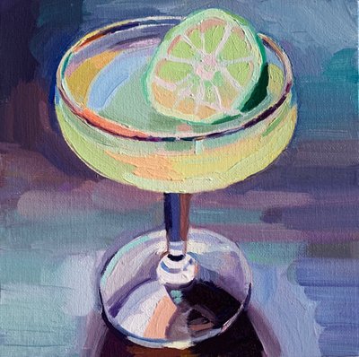 Cocktail 5, 2019 (olje om bord) av Barbara Hoogeweegen