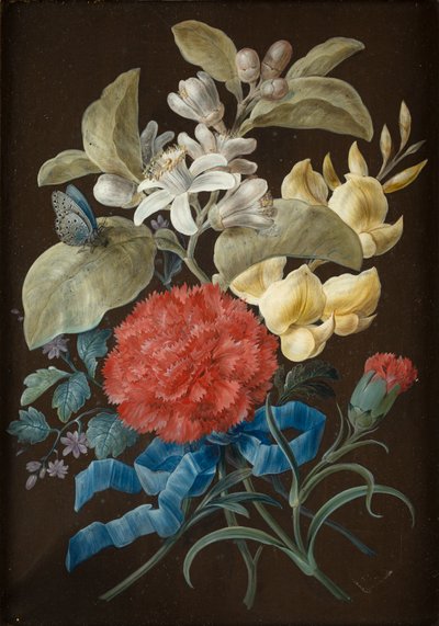 Sett med fire stilleben med sommerfugler (gouache på papir lagt på panel) av Barbara Regina Dietzsch