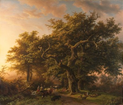 Skogsceneutsikt i skogen av Barend Cornelis Koekkoek