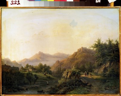 Landskap med en måte. Maleri av Barend Cornelis Koekkoek (1803-1862). Olje på lerret. nederlandsk kunst. M. Kroshitsky kunstmuseum, Sevastopol (Sevastopol), Ukraina av Barend Cornelis Koekkoek