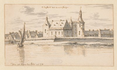 Utsikt over slottet i Ravenstein, Nord-Brabant av Barend Klotz (attributed to)