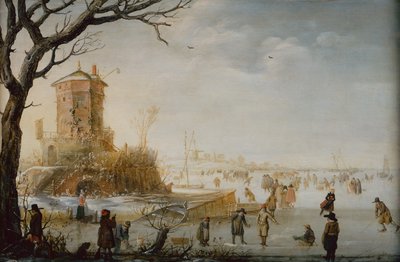 Vinterlandskap med skatere (olje på tre) av Barent Avercamp