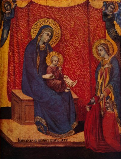 The Madonna Enthroned and Two Donors in Adoration, 1374 av Barnaba da Modena