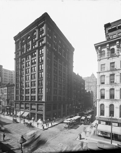 105 West Monroe Street, Chicago, Illinois, USA, ca. 1895 (s/hvitt-bilde) av Barnes and Crosby