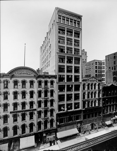 Clifton House, Thomas Church-bygningen og J. P. Atwater-bygningen, Chicago, Illinois, USA, ca. 1900 (s/hvitt-bilde) av Barnes and Crosby