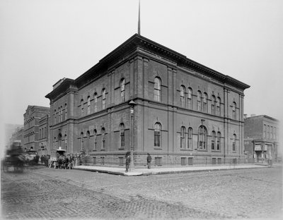 Harrison Street politistasjon, Chicago, Illinois, USA, ca. 1900 (s/hvitt-bilde) av Barnes and Crosby