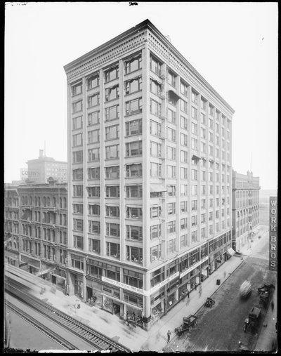 Powers Building, Chicago, Illinois, USA, ca. 1903 (s/hvitt-bilde) av Barnes and Crosby