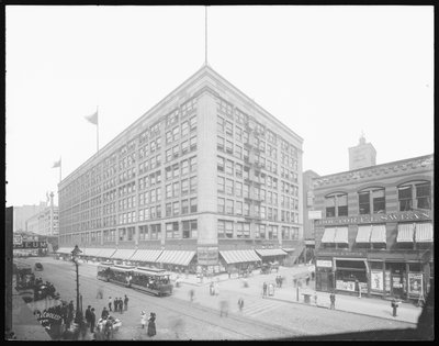 Siegel, Cooper & Company-bygningen, Chicago, Illinois, USA, ca. 1905 (s/hvitt-bilde) av Barnes and Crosby