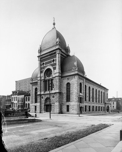 Sinai Congregation, Chicago, Illinois, USA, ca. 1900 (s/hvitt-bilde) av Barnes and Crosby