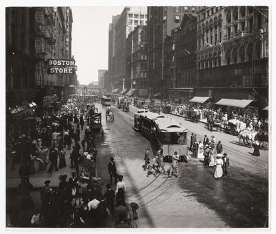 State Street, Chicago, Illinois, USA, ca. 1905 (s/hvitt-bilde) av Barnes and Crosby