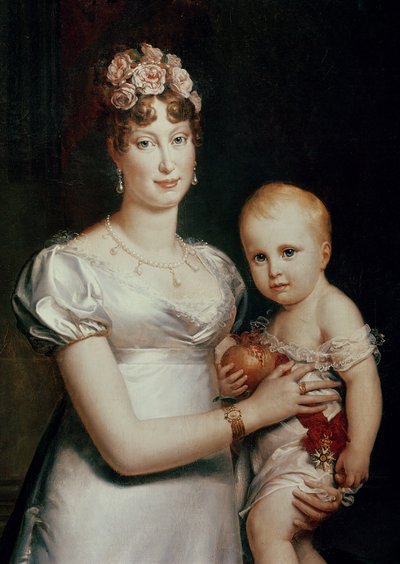 Marie-Louise (1791-1847) av Habsbourg-Lorraine og kongen av Roma (1811-32) (detalj fra 18930) av Baron François Pascal Simon Gérard