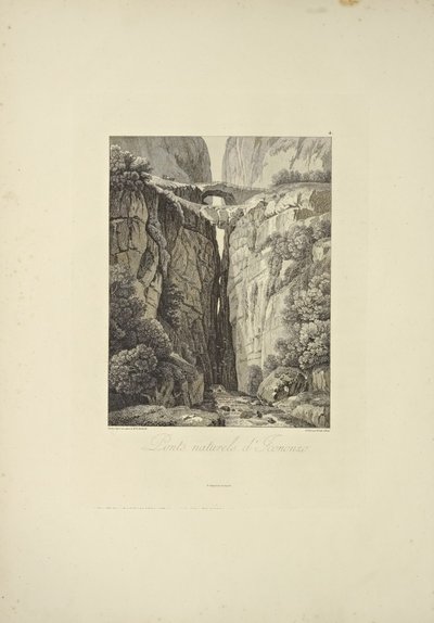 Natural Bridges of Icononzo, illustrasjon fra "Views of the Cordilleras and Monuments of the Native Peoples of America" ​​av Alexander von Humboldt og Aime Bonpland, 1813 av Baron Friedrich Alexander von Humboldt