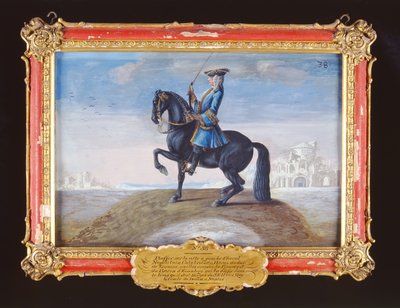 Nr. 38 En napolitansk kalabrisk hest fra den spanske rideskolen som utfører en dressurbevegelse kalt Piaffe (wc på papir) av Baron Reis Eisenberg