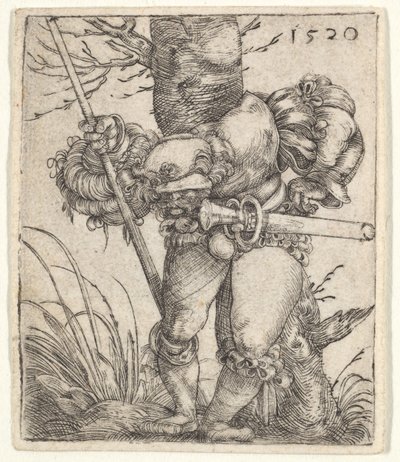 Bøyende soldat lener seg mot et tre, 1520. av Barthel Beham