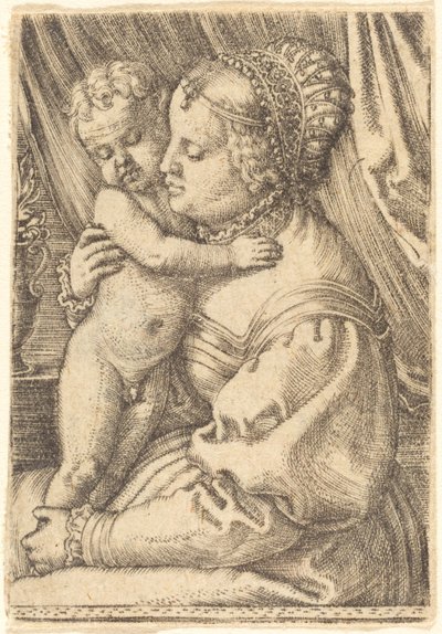 Madonna med blomstervase av Barthel Beham