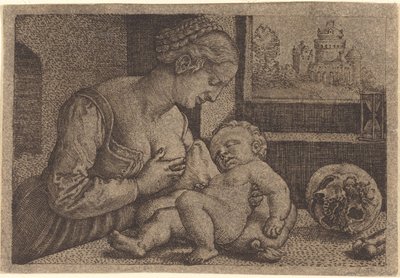 Madonna med hodeskalle av Barthel Beham