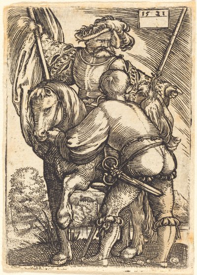 Ridende fanebærer og fotsoldat av Barthel Beham