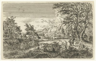 Landskap med mann og gutt av Bartholomäus Ignaz Weiss (attributed to)