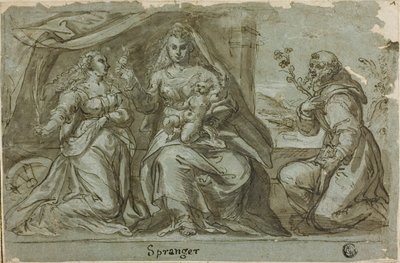 Madonna og barn med de hellige Catherine og Dominic av Bartholomaeus Spranger